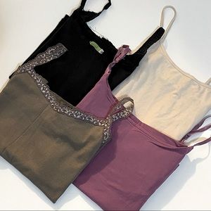 Set of 4 women green black purple tank tops sz S